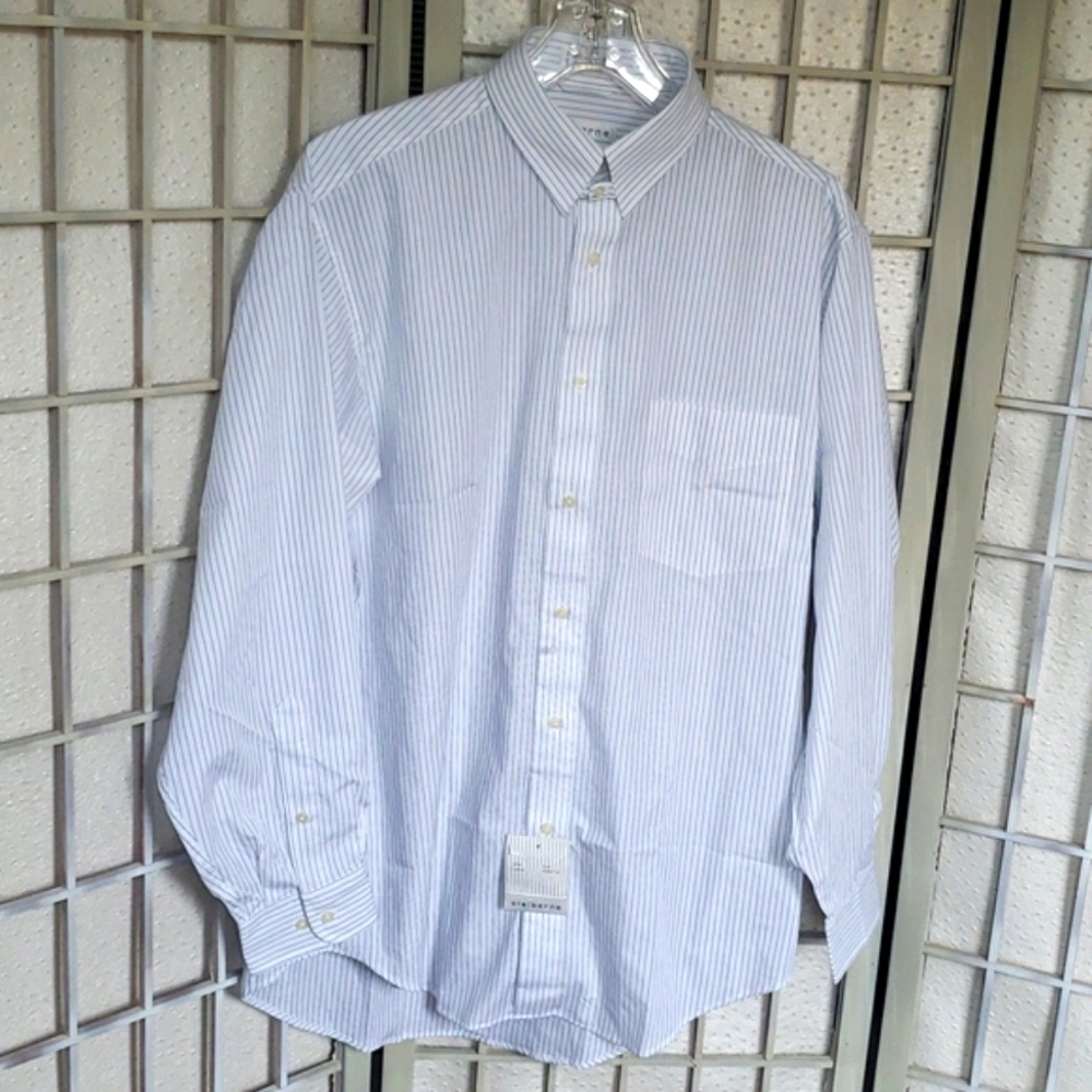 Claiborne nwt white and blue stripes formal mens shirt size 15.5